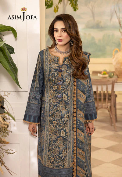 Elegant Light Grey 3 Pcs Shalwar Kameez By Asim Jofa