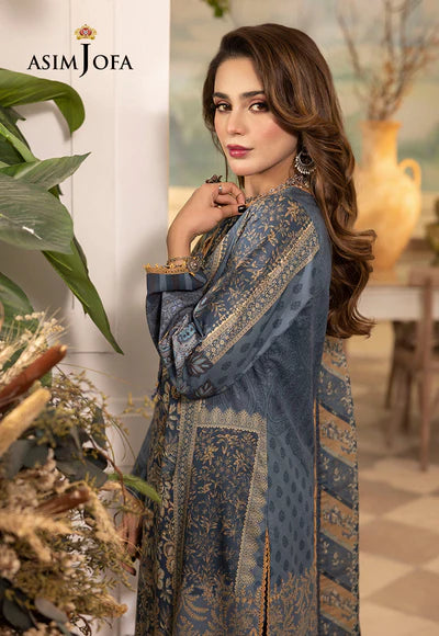 Elegant Light Grey 3 Pcs Shalwar Kameez By Asim Jofa