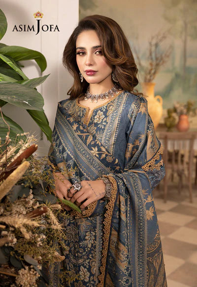 Elegant Light Grey 3 Pcs Shalwar Kameez By Asim Jofa