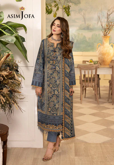 Elegant Light Grey 3 Pcs Shalwar Kameez By Asim Jofa