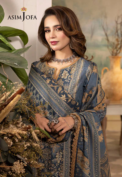 Elegant Light Grey 3 Pcs Shalwar Kameez By Asim Jofa