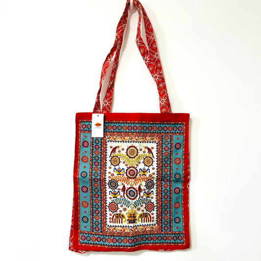 Vibrant Elephant print gusseted tote bag by Khaadi
