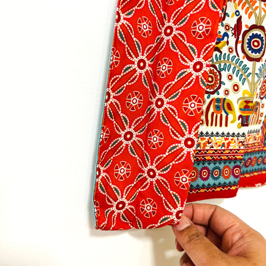 Vibrant Elephant print gusseted tote bag by Khaadi